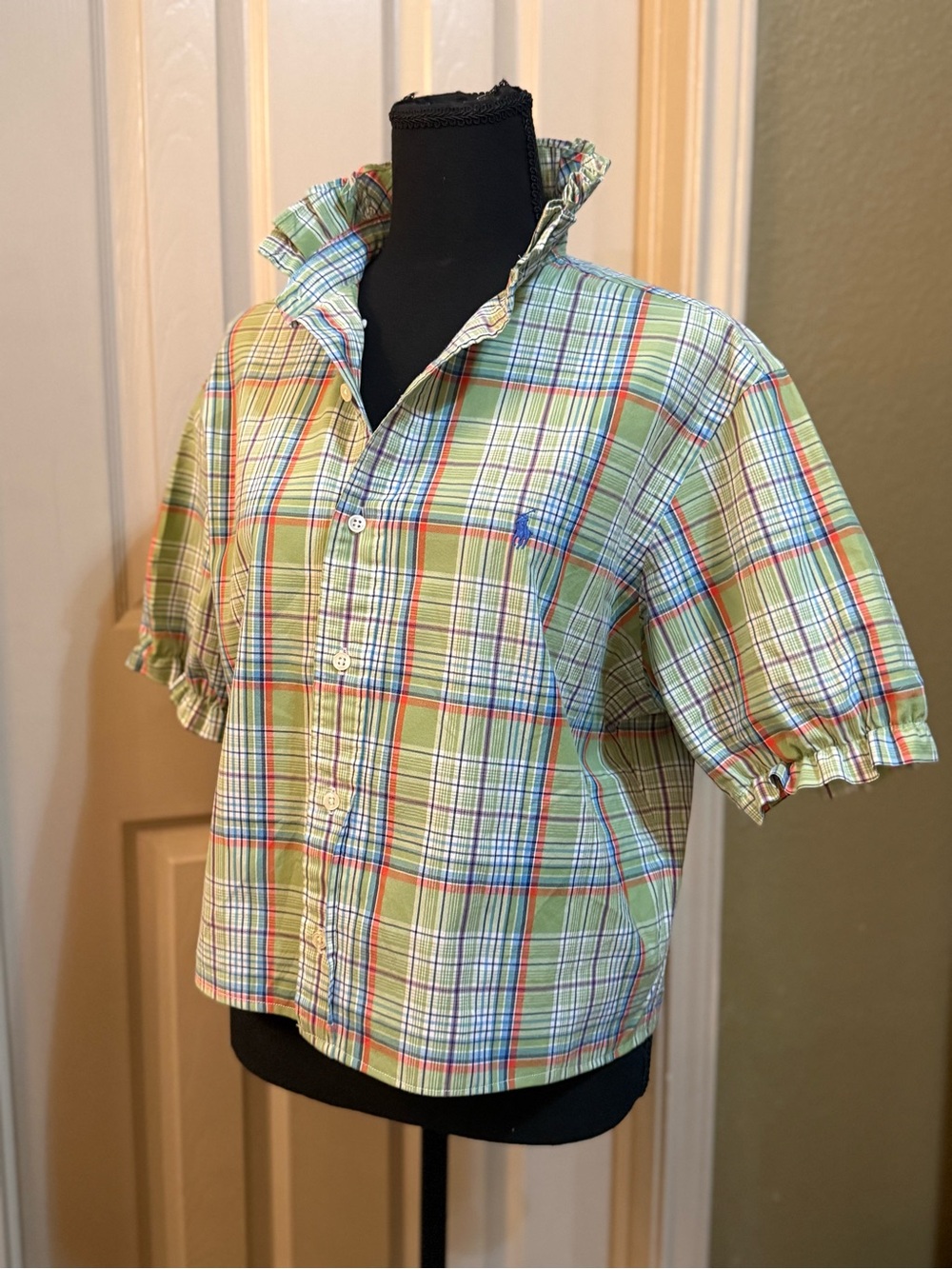 Upcycled Men’s Ralph Lauren Green Plaid Button-Down Shirt